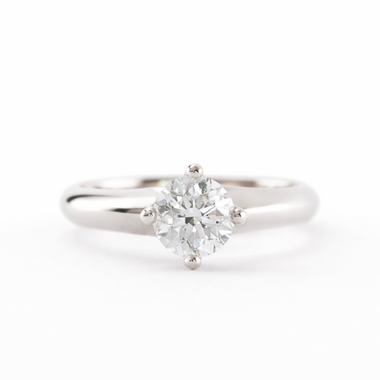 Amor bold band diamond solitaire engagement ring in 14K white gold
