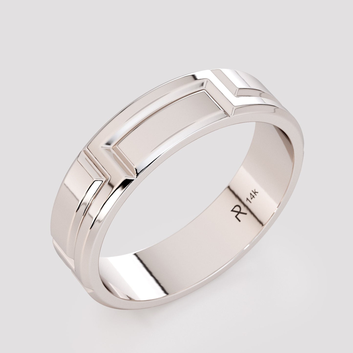 gold band flat view geometric carving pattern