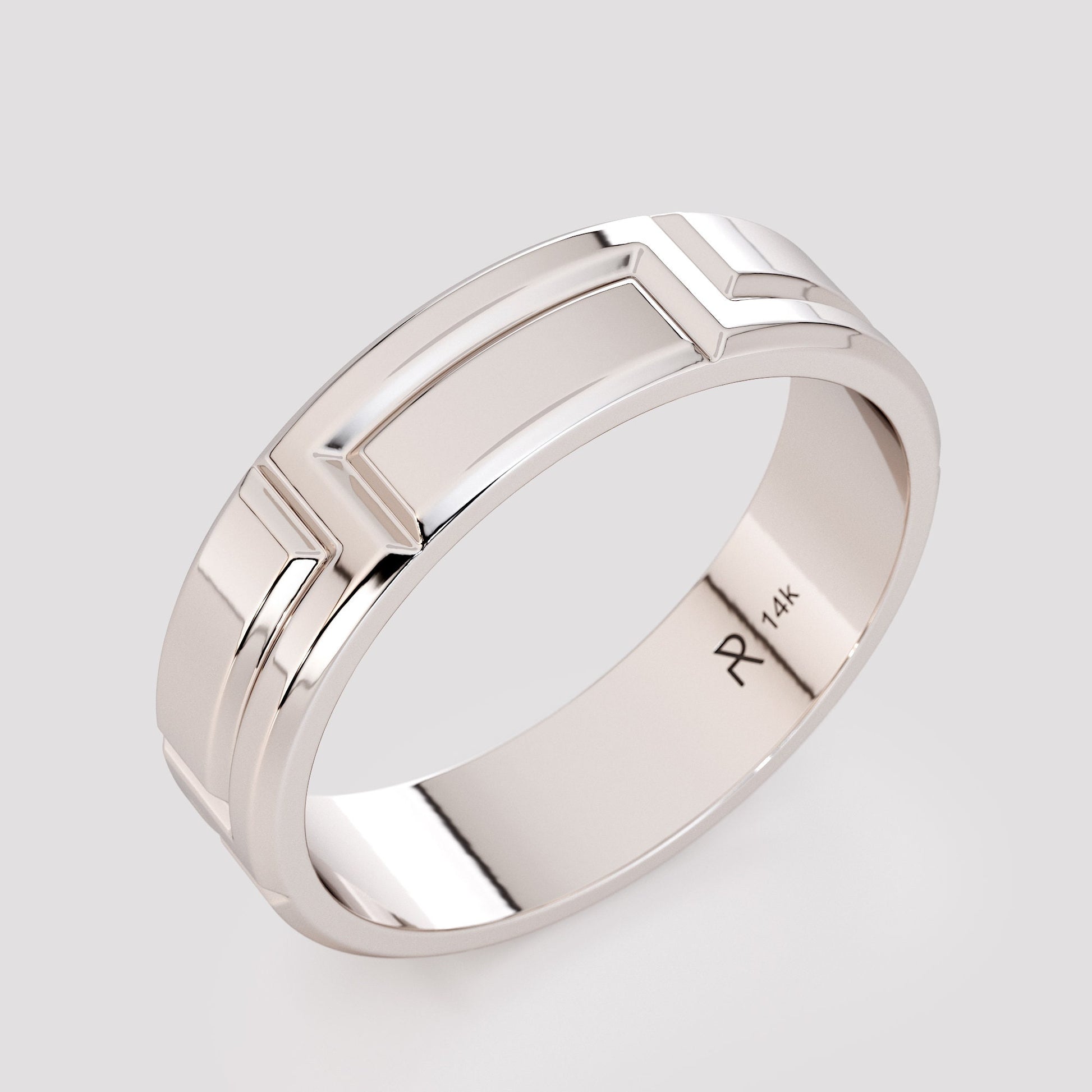 gold band flat view geometric carving pattern