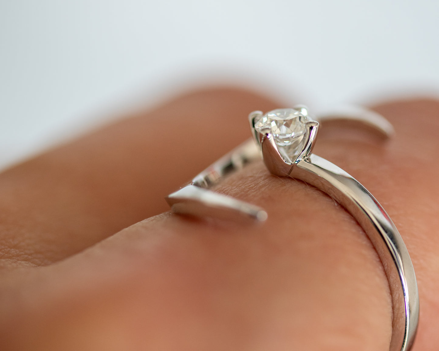 Crescent moon diamond ring in solid gold