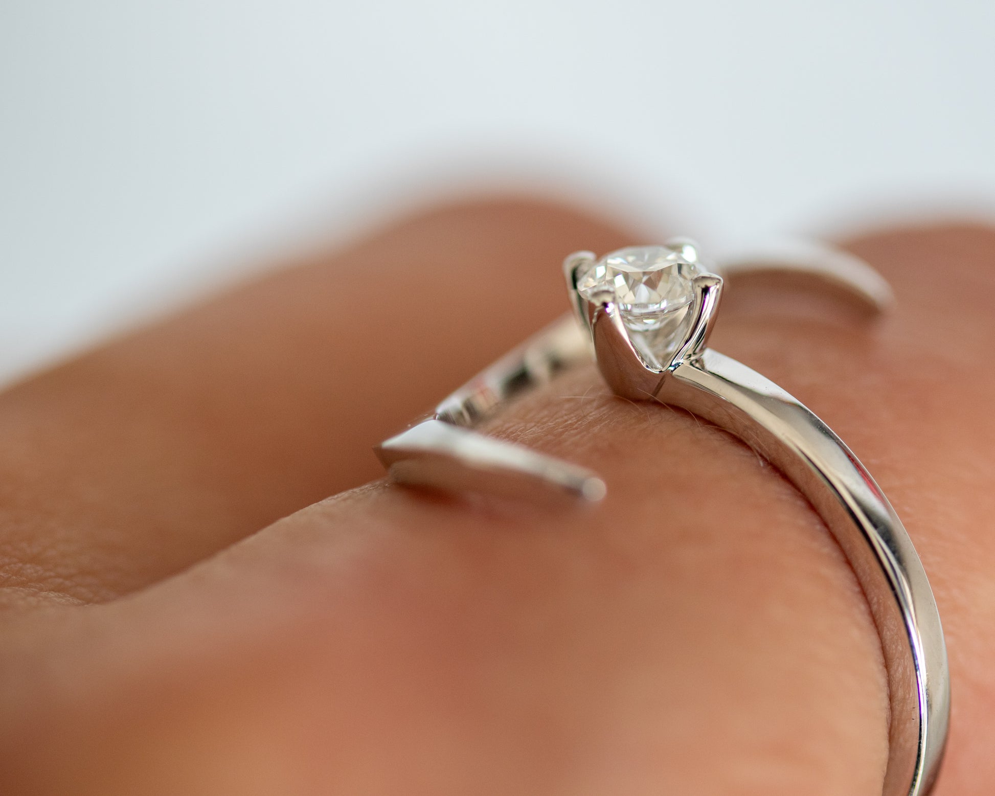 Crescent moon diamond ring in solid gold