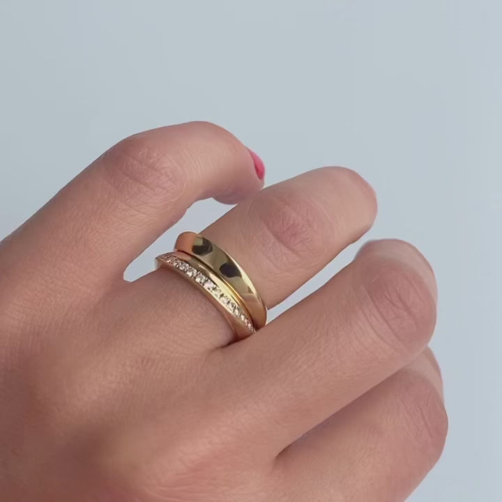 two rings set on hand showing rings structure