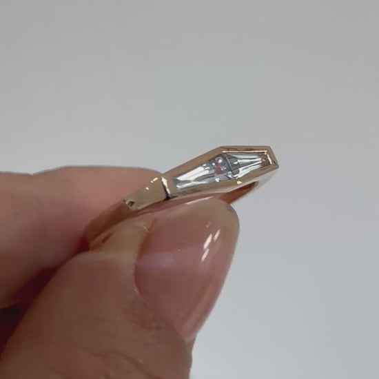 Video of a two-stone aquamarine ring in 14K rose gold shown in women's hand