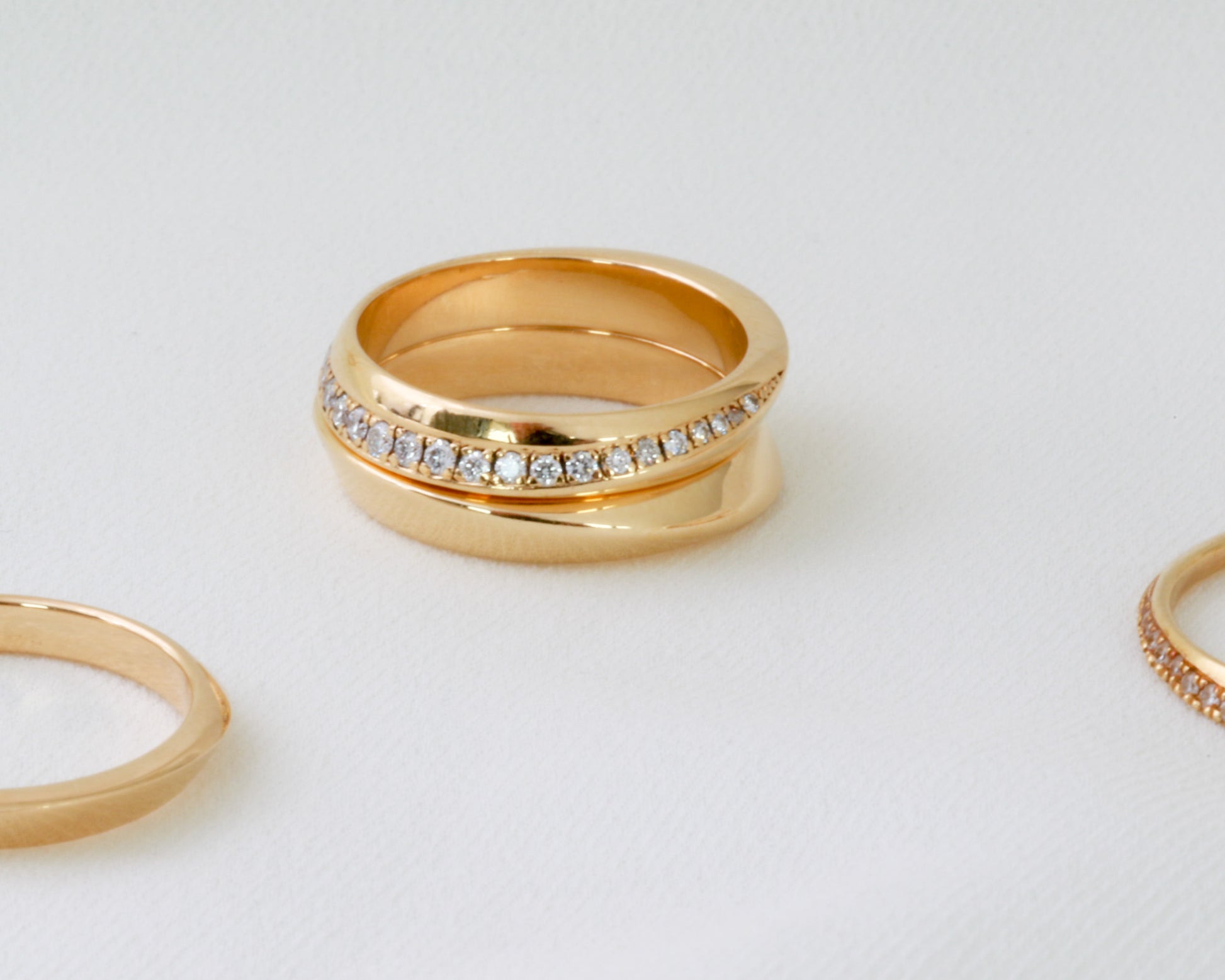 two ring set stacked one on top of the other